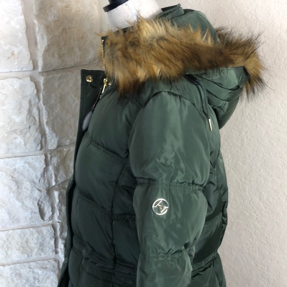 NWT ADRIENNE VITTADINI Long Puffer Coat Jacket with faux fur trim - Picture 3 of 16